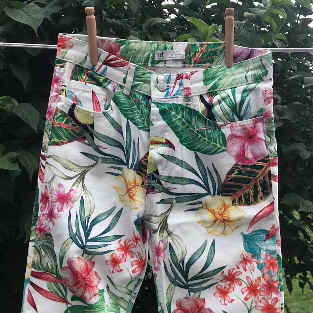 Zara TRF Tropical Hi Rise Mom fit ankle jeans 🌺🌴 - Picture 4 of 14